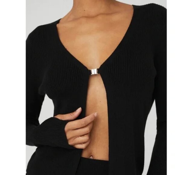 Alo Yoga Knit Salana Cardigan Black - Picture 1 of 6